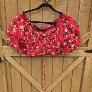 Floral Red Women's Top
